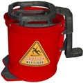 CLEANLINK MOP BUCKET HEAVY DUTY PLASTIC WRINGER 16 LITRE RED
