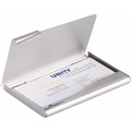 DURABLE BUSINESS CARD BOX ALUMINIUM 20 CAPACITY 90 X 55MM