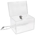 DEFLECTO DONATION BOX LOCKABLE WITH HEADER LANDSCAPE A6 CLEAR