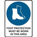 BRADY MANDATORY SIGN FOOT PROTECTION MUST BE WORN IN THIS AREA 450 X 300MM POLYPROPYLENE