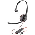 HP POLY BLACKWIRE 3215 MONAURAL USBC HEADSET 35MM PLUG  USBCA ADAPTER BLACK