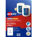 AVERY 959150 L7167REV REMOVABLE MULTIPURPOSE LABEL LASERINKJET 1UP MATT WHITE PACK 25