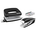 LEITZ NEXXT WOW STAPLER AND PUNCH SET MINI BLACK