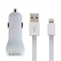 MOKI CAR CHARGER AND SYNCHARGE CABLE USBA TO LIGHTNING 900MM WHITE