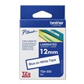 BROTHER TZE233 LAMINATED LABELLING TAPE 12MM BLUE ON WHITE