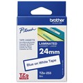 BROTHER TZE253 LAMINATED LABELLING TAPE 24MM BLUE ON WHITE