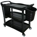 CLEANLINK UTILITY TROLLEY 3 TIER WITH BUCKETS BLACK