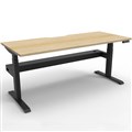 RAPIDLINE BOOST PLUS HEIGHT ADJUSTABLE SINGLE SIDED WORKSTATION WITH CABLE TRAY 1800 X 750MM NATURAL OAK TOP  BLACK FRAME