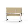 RAPIDLINE BOOST HEIGHT ADJUST FLIP TOP TABLE 1500 X 750 X 725MM NATURAL OAK TOP AND WHITE PC FRAME