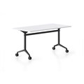 RAPIDLINE TYPHOON FLIP TOP TABLE 2100 X 750MM NATURAL WHITE TOP AND BLACK PC ALL OVER FRAME