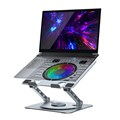 MBEAT STAGE S8 ROTATING LAPTOP STAND WITH RGB COOLING FAN AND USB PORTS GREY
