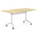 OLG MODULUS FLIP TABLE 1200 X 750MM WHITE FRAME NEW OAK TOP