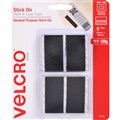 VELCRO BRAND   STICKON HOOK AND LOOP RECTANGLES 25 X 50MM BLACK PACK 6
