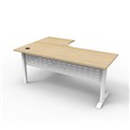 RAPID SPAN DELUXE CORNER WORKSTATION WITH METAL MODESTY PANEL 1800 X 1200 X 730MM NATURAL OAKWHITE