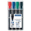 STAEDTLER 350 LUMOCOLOR PERMANENT MARKER CHISEL 50MM ASSORTED WALLET 4