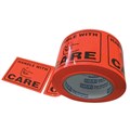 STYLUS PRINTED PACKAGING LABELS HANDLE WITH CARE 75 X 50MM FLUORO ROLL 500