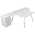 FLEET 2 PERSON BACK TO BACK CORNER WORKSTATION DRAWERS  FILE HANGER 3000 X 1500MM WHITE