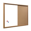 VISIONCHART COMBO PINBOARD 900X600MM CORKWHITEBOARD OAK STYLE FRAME