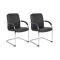 MONACO VISITORS CHAIR CANTILEVER BASE ARMS PU BLACK SET 2