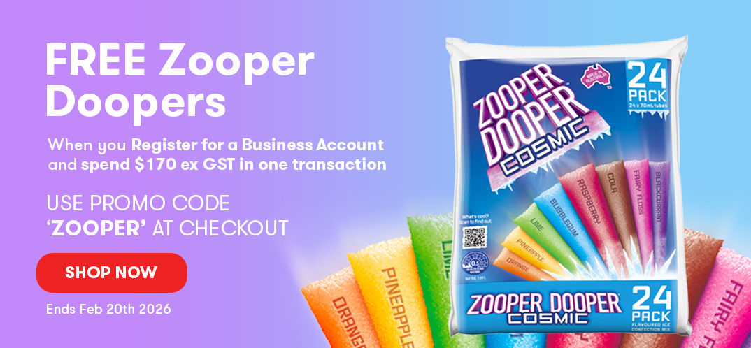 Free Zooper Doopers when you register for a business account and spend $170 ex GST in one transaction