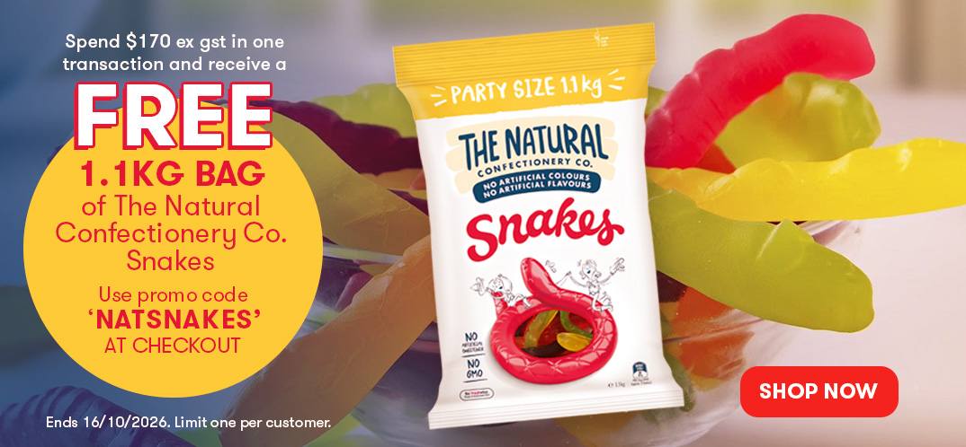 Free 1.1 kg bag of The Natural Confectionery Co Snakes